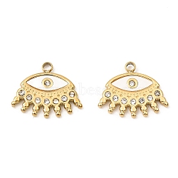Ion Plating(IP) 316 Stainless Steel Charms, Eye Shape White Shell Charms, Real 24K Gold Plated, 12.5x15x1.8mm, Hole: 1.5mm(STAS-K258-07G)
