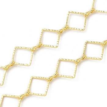 Rack Plating Brass Link Chains, Long-Lasting Plated, Unwelded, Rhombus, Real 18K Gold Plated, 10.5x10.5x0.8mm