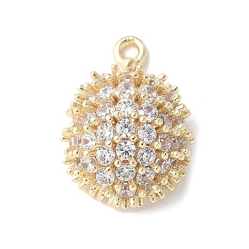 Hedgehog Brass Pendants, with Rhinestone, Real 14K Golden & Long-lasting Plated, Real 14K Gold Plated, 14.5x10.5x4.5mm, Hole: 1mm