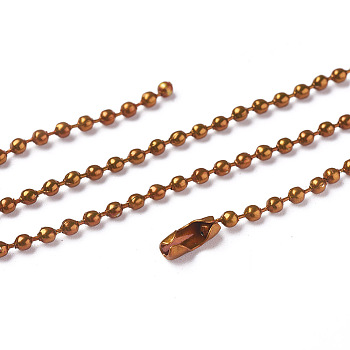 Iron Ball Bead Chains, Soldered, with Iron Ball Chain Connectors, Saddle Brown, 28 inch, 2.4mm
