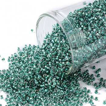 TOHO Round Seed Beads, Japanese Seed Beads, (264) Inside Color AB Crystal/Light Sea Green Lined, 15/0, 1.5mm, Hole: 0.7mm, about 3000pcs/10g