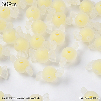 30Pcs Transparent Acrylic Beads, Frosted, Bead in Bead, Candy, Champagne Yellow, 11.5x21.5x11.5mm, Hole: 2.5mm