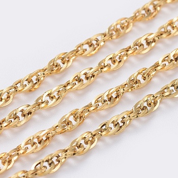 3.28 Feet 304 Stainless Steel Rope Chain, Soldered, Golden, 3mm