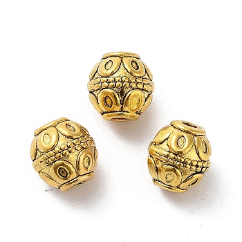 Tibetan Style Alloy Beads, Cadmium Free & Lead Free, Barrel, Antique Golden, 7x7.5mm, Hole: 1.8mm