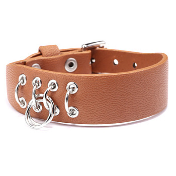 Adjustable PU Leather Watch Bands/Bracelets, with Alloy Findings, Iron Rings, Orange, 8-5/8 inch(22cm), 19mm