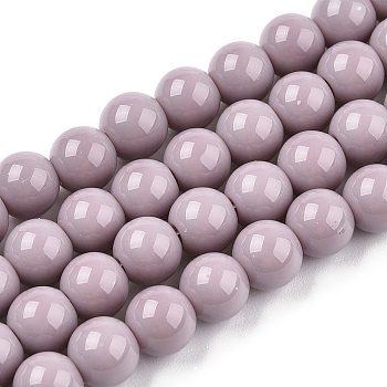 Opaque Solid Color Glass Beads Strands, Round, Rosy Brown, 6~6.5mm, Hole: 1.4mm, about 67~70pcs/strand, 14.76 inch~15.16 inch(37.5~38.5cm)