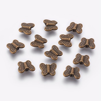 Tibetan StyleAlloy Beads, Cadmium Free & Lead Free, Butterfly, Antique Bronze, 8x10x3mm, Hole: 1mm