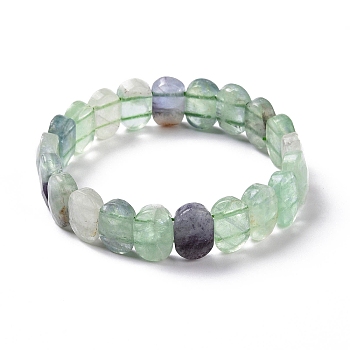 Natural Fluorite Oval Beaded Stretch Bracelet, Gemstone Jewelry for Women, Inner Diameter: 2-1/8 inch(5.4~5.5cm)