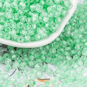 Glass Seed Beads, Inside Colours, Bicone, Medium Spring Green, 4.5x3.5mm, Hole: 1.5mm, 5625pcs/pound