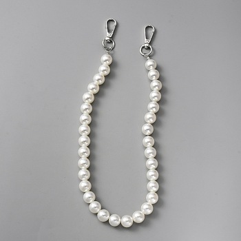 Vintage Resin Imitation Pearl Beaded Bag Straps, with Zinc Alloy Swivel Clasps, for Handbag Handle Replacement Accessories, White, 51~55cm