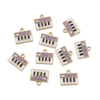 Alloy Enamel Pendants, Light Gold, Electronic Keyboard, Medium Purple, 12.5x14.5x2mm, Hole: 2mm