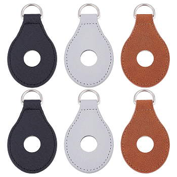 WADORN 3 Pairs 3 Colors PU Leather Bag Strap Suspension Clasp Finding, with Iron D-Rings, for Rubber Bag EVA Handbag, Teardrop, Mixed Color, 10x5.5x0.47cm, Hole: 19mm, 1 pair/color