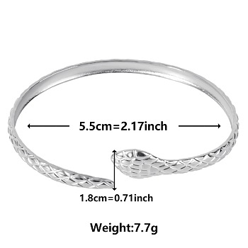 Elegant and Stylish Design Snake Shape 304 Stainless Steel Cuff Bangles for Women