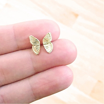 Alloy Butterfly Wings Stud Earrings for Women, Golden, 13mm