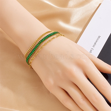Golden 304 Stainless Steel Triple Layer Multi-strand Bracelets(BJEW-C045-01C-G)-5