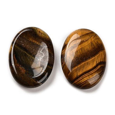 Natural Tiger Eye Oval Worry Stone(G-R487-01D)-2