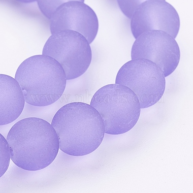 Medium Purple Frosted Round Transparent Glass Bead Strands(X-GLAA-S031-8mm-25)-3