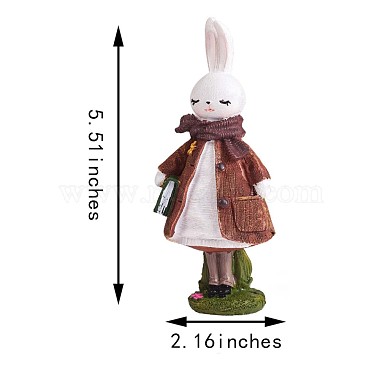 芝生の庭のテーブルの家の装飾のための樹脂の立っているウサギの像のバニーの彫刻の卓上ウサギの置物（茶色）(JX085A)-2