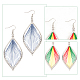 3 Pair 3 Color Bohemia Woven Leaf Dangle Earrings(EJEW-AN0001-14)-3