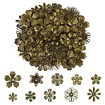 200Pcs 10 Styles Iron Bead Caps, Flower, Antique Bronze, 18.5~33x16.5~34x1.5~3.5mm, Hole: 1.4~2.5mm, 20pcs/style(IFIN-YW0004-04)