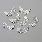 Non-Woven Fabric Ornament Accessories, Iridescent Embossed Angel Wing, Silver, 22x35x0.7mm(DIY-WH0043-30J)