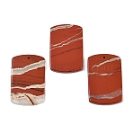 Natural Red Jasper Pendants, Rectangle Charms, 40x25x3.5mm, Hole: 1.6mm(G-K354-14G)