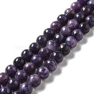 Natural Lepidolite/Purple Mica Stone Beads Strands, Round, 8~8.5mm, Hole: 1.2mm, about 45pcs/strand, 14.88''(37.8cm)(G-B029-B03-03)