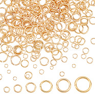 Elite 300Pcs 6 Sizes Brass Jump Rings, Open Jump Rings, Round Ring, Real 14K Gold Plated, 3~8x0.5~1mm, 18~24 Gauge, Inner Diameter: 2~6mm, 50pcs/size(KK-PH0009-24)