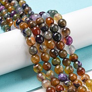 Natural Agate Beads Strands, Dyed & Heated, Round, Faceted, Sienna, 6mm, Hole: 1mm, about 62pcs/strand, 14.57 inch(37cm)(G-C082-A01-03)