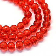 Baking Painted Transparent Glass Round Bead Strands, Crimson, 6.5mm, Hole: 1.5mm, about 145pcs/strand, 31.8 inch(X-DGLA-Q022-6mm-26)