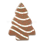 Christmas Themed  Acrylic Pendants, Christmas Tree, Sienna, 43x30x2mm, Hole: 1.6mm(SACR-P023-A03)