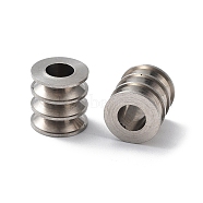 303 Stainless Steel European Beads, Large Hole Beads, Grooved Column, Stainless Steel Color, 8x8.5mm, Hole: 4mm(STAS-Q302-28A-P)