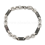 Two Tone 304 Stainless Steel Oval Link Chain Bracelet, Black, 8-1/4 inch(20.9cm), Wide: 6.5mm(BJEW-B078-33BP)
