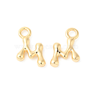 Brass Charms, Real 18K Gold Plated, Letter M, 12x9.5x3mm, hole: 2.5mm(KK-P234-13G-M)