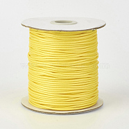 Eco-Friendly Korean Waxed Polyester Cord, Yellow, 0.8mm, about 174.97 yards(160m)/roll(YC-P002-0.8mm-1155)