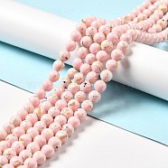Synthetic Turquoise and Sea Shell Assembled Beads Strands, Dyed, Round, Pink, 8~8.5mm, Hole: 1.2mm, about 49~50pcs/strand, 15.83''(40.2cm)(G-D482-01C-06)