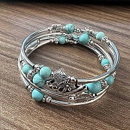 Bohemian Multi-Layered Synthetic Turquoise Wrap Bracelet Women's Jewelry, show in picture(MV3343-2)