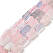 Natural Rose Quartz & Aquamarine Beads Strands, with Seed Beads, Faceted, Column, 8.5~11x5.5~6.5mm, Hole: 1mm, about 14~15pcs/strand, 7.48''(19cm)(G-N327-06-24)