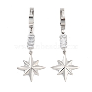 Star 304 Stainless Steel Dangle Earrings, Glass Hoop Earrings for Women, Stainless Steel Color, 49.5x18mm(EJEW-L283-077P)