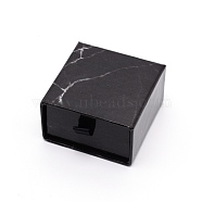 Cardboard Paper Jewelry Boxes, Gift Packaging Boxes, Square with Marble Pattern, Black, 6x6x3.5cm, Inner Size: 5.3x5.3cm(CON-WH0081-10A-04)