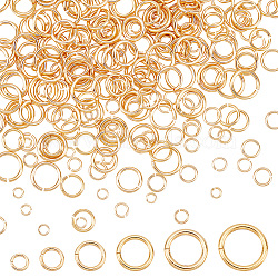 Elite 300Pcs 6 Sizes Brass Jump Rings, Open Jump Rings, for Chainmaille Weaves, Round Ring, Real 14K Gold Plated, 3~8x0.5~1mm, 18~24 Gauge, Inner Diameter: 2~6mm, 50pcs/size(KK-PH0009-24)