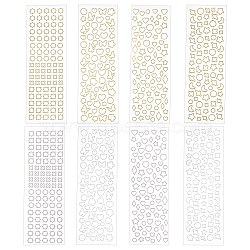 CHGCRAFT 16 Sheet 8 Style Geometric Waterproof Plastic Metallic Stickers, with Self-adhesive, Star & Moon & Round & Butterfly & Heart & Flower, for Notebook Photo Decorations, Mixed Color, 15.1x5x0.01cm(DIY-CA0003-31)