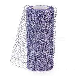 Glitter Deco Mesh Ribbons, Tulle Fabric, Rhombus Mesh Tulle Fabric, for Wedding Party Decoration, Skirts Decoration Making, Purple, 5.86~5.94 inch(14.9~15.1cm),  10yards/roll(OCOR-H100-B04)