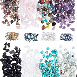 Elite DIY Beads Sets, Including Glass Seed Beads, Natural & Synthetic Mixed Gemstone Chip Beads, Mixed Color, 5~8x5~8mm, hole: 1mm(DIY-PH0003-69)