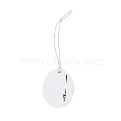 Paper Price Tags, with Elastic Cord, Oval, WhiteSmoke, 8.3~8.9cm, Oval: 31x24x0.3mm(CDIS-G008-04)