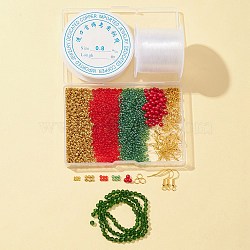 DIY Christmas Earring Bracelet Making Kit, Including Glass Bicone & Round Seed & Acrylic Pearl Beads, Copper Wire, Iron Earring Hooks, Mixed Color(DIY-FS0004-49)