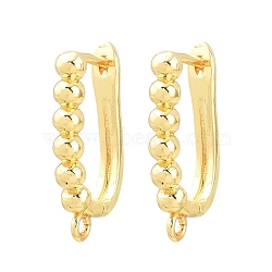 Brass Hoop Earring Findings, Round, with Loop, Long-Lasting Plated, Rack Plating, Lead Free & Cadmium Free, Golden, 23.5x3.5x13mm, Hole: 2mm, Pin: 1mm(KK-CBA5558-04G)