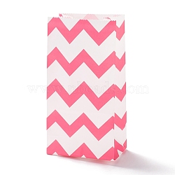 Rectangle Kraft Paper Bags, None Handles, Gift Bags, Wave Pattern, Hot Pink, 9.1x5.8x17.9cm(CARB-K002-04A-05)