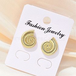 Spiral Brass Stud Earrings, Left and Right, Real 18K Gold Plated, 14.5x12.5mm(EJEW-P303-04G)