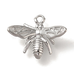 Anti-Tarnish 304 Stainless Steel Charms, Bees Charm, Stainless Steel Color, 11x14.5x6.8mm, Hole: 1.4mm(STAS-P371-107P)